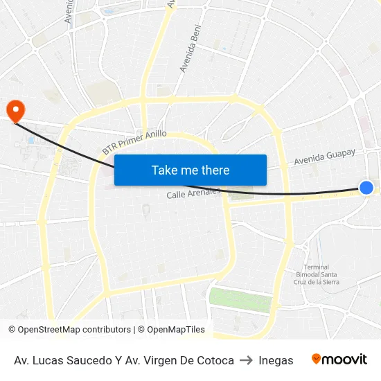 Av. Lucas Saucedo Y Av. Virgen De Cotoca to Inegas map