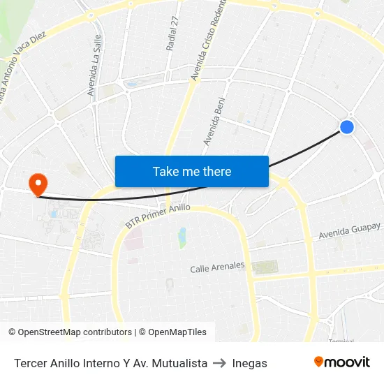 Tercer Anillo Interno Y Av. Mutualista to Inegas map