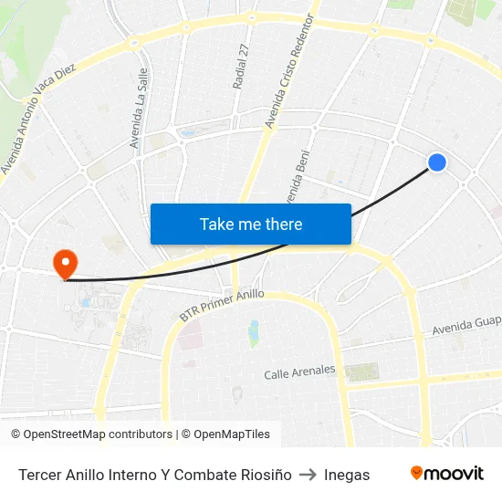 Tercer Anillo Interno Y Combate Riosiño to Inegas map