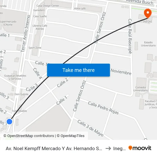Av. Noel Kempff Mercado Y Av. Hernando Sanabria to Inegas map