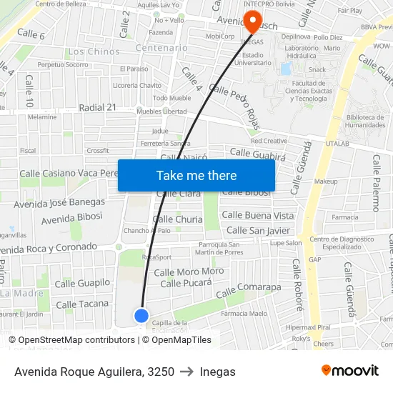 Avenida Roque Aguilera, 3250 to Inegas map