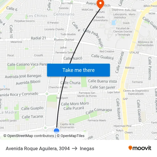 Avenida Roque Aguilera, 3094 to Inegas map