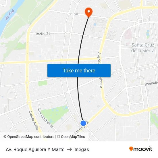 Av. Roque Aguilera Y Marte to Inegas map