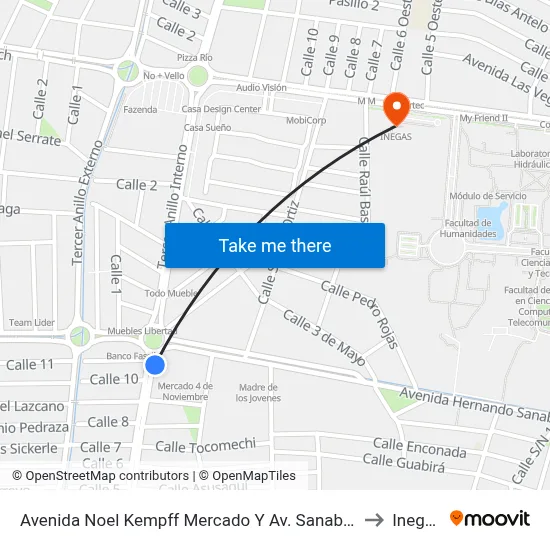 Avenida Noel Kempff Mercado Y Av. Sanabria to Inegas map