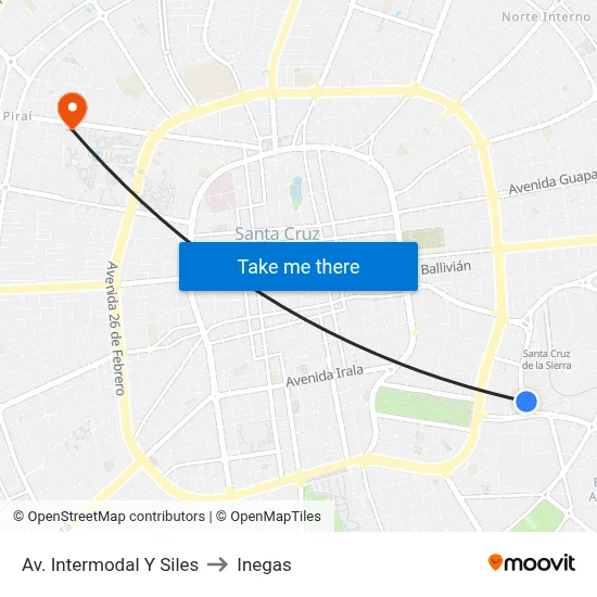 Av. Intermodal Y Siles to Inegas map