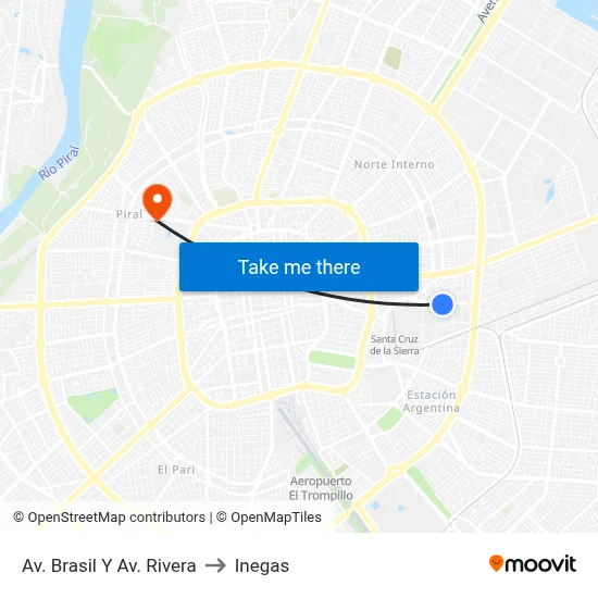 Av. Brasil Y Av. Rivera to Inegas map