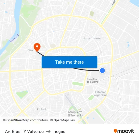 Av. Brasil Y Valverde to Inegas map