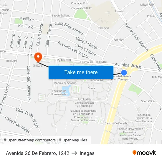 Avenida 26 De Febrero, 1242 to Inegas map