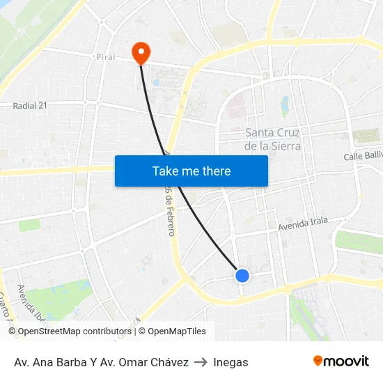 Av. Ana Barba Y Av. Omar Chávez to Inegas map