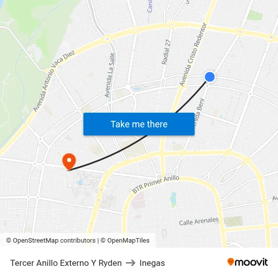 Tercer Anillo Externo Y Ryden to Inegas map