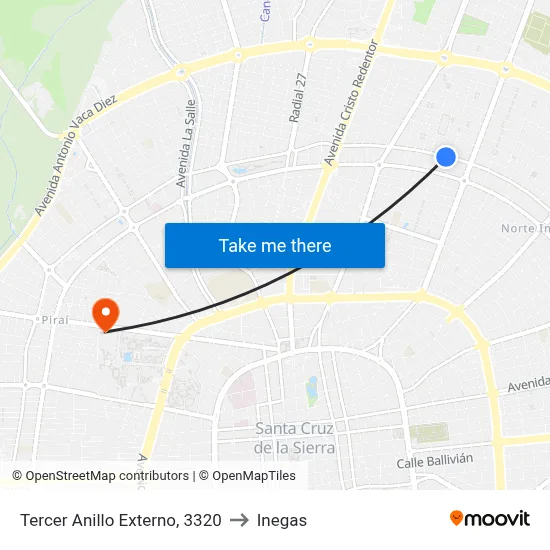 Tercer Anillo Externo, 3320 to Inegas map