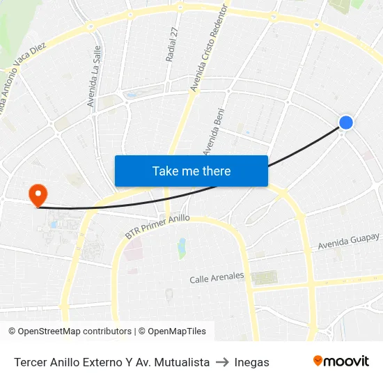 Tercer Anillo Externo Y Av. Mutualista to Inegas map