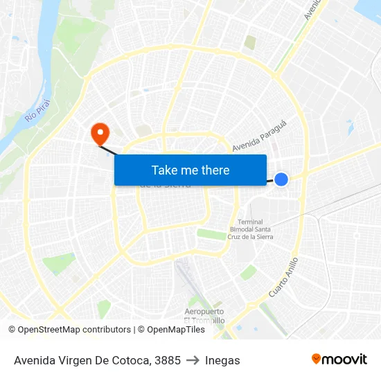 Avenida Virgen De Cotoca, 3885 to Inegas map
