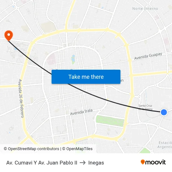Av. Cumavi Y Av. Juan Pablo II to Inegas map