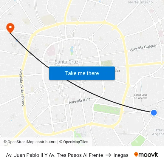 Av. Juan Pablo II Y Av. Tres Pasos Al Frente to Inegas map