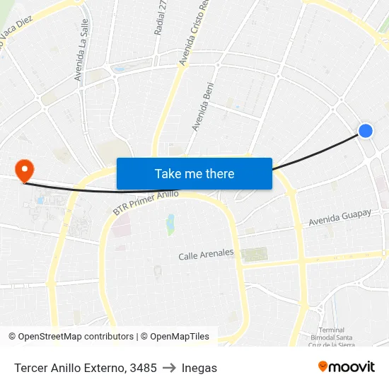 Tercer Anillo Externo, 3485 to Inegas map