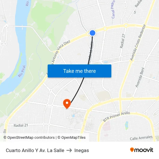 Cuarto Anillo Y Av. La Salle to Inegas map