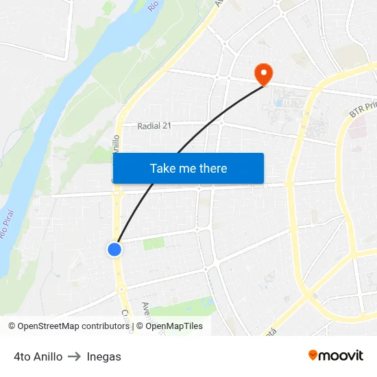 4to Anillo to Inegas map