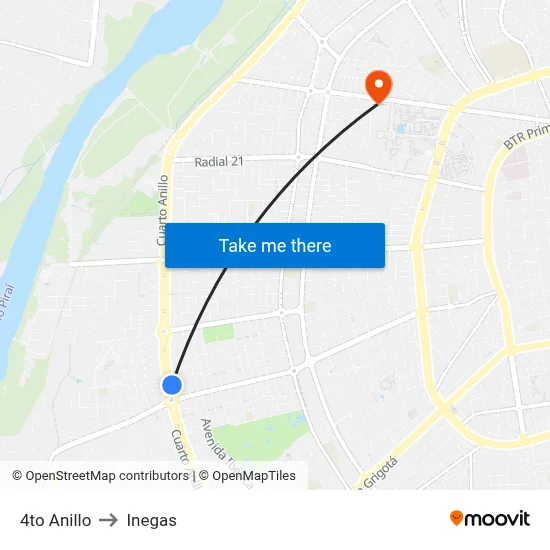 4to Anillo to Inegas map