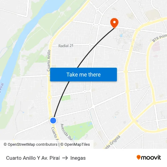 Cuarto Anillo Y Av. Piraí to Inegas map
