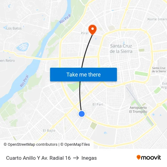Cuarto Anillo Y Av. Radial 16 to Inegas map