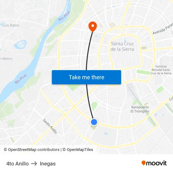 4to Anillo to Inegas map