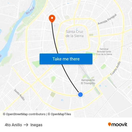 4to Anillo to Inegas map