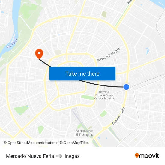Mercado Nueva Feria to Inegas map