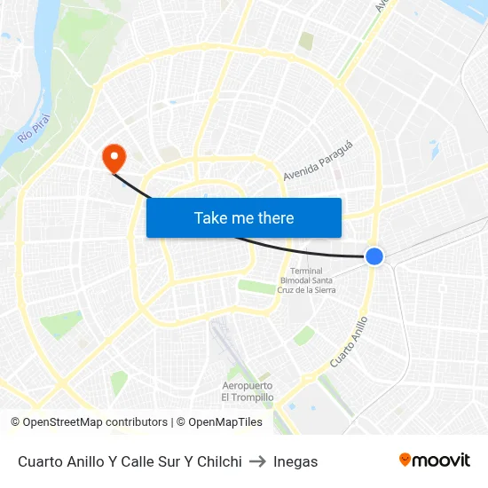 Cuarto Anillo Y Calle Sur Y Chilchi to Inegas map