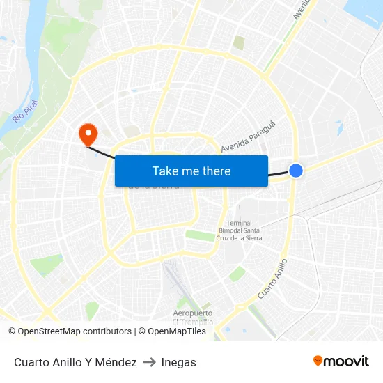Cuarto Anillo Y Méndez to Inegas map
