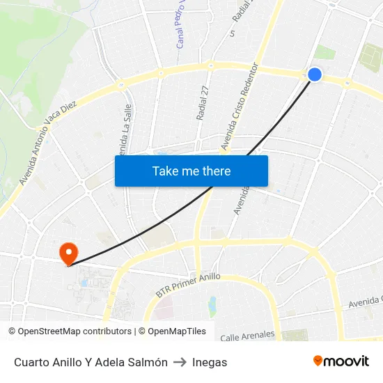 Cuarto Anillo Y Adela Salmón to Inegas map