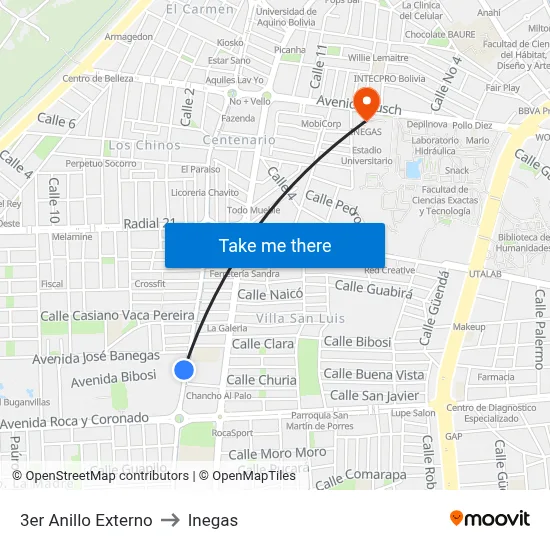 3er Anillo Externo to Inegas map