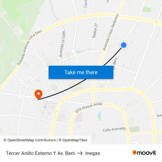 Tercer Anillo Externo Y Av. Beni to Inegas map