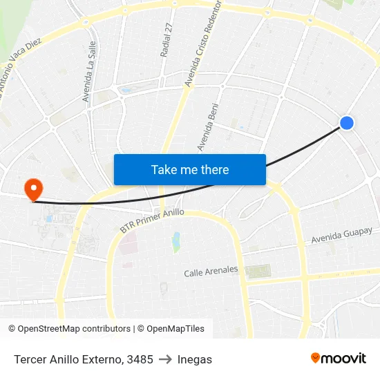Tercer Anillo Externo, 3485 to Inegas map