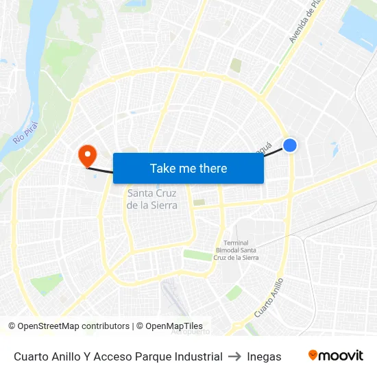 Cuarto Anillo Y Acceso Parque Industrial to Inegas map