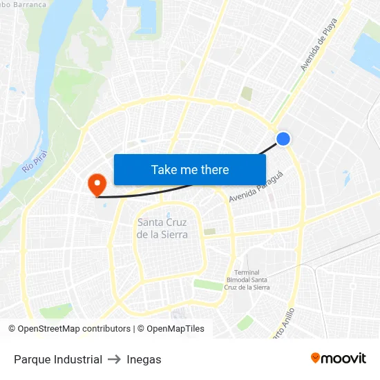 Parque Industrial to Inegas map