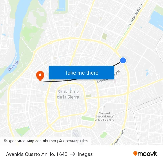 Avenida Cuarto Anillo, 1640 to Inegas map