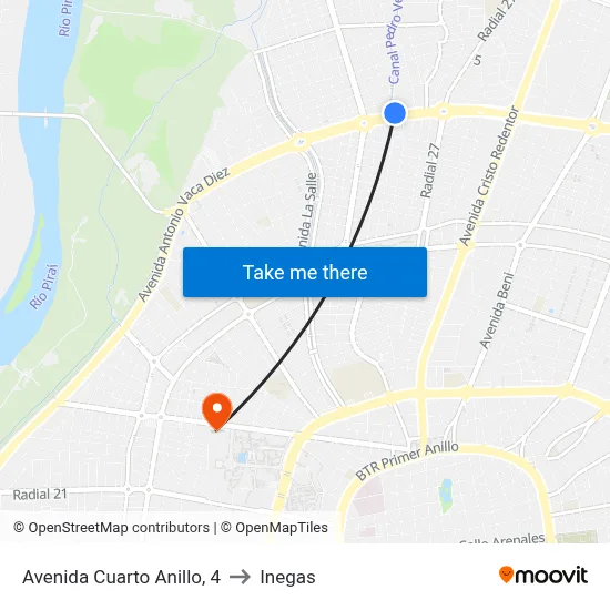 Avenida Cuarto Anillo, 4 to Inegas map