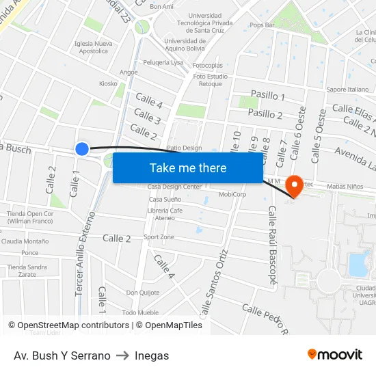 Av. Bush Y Serrano to Inegas map