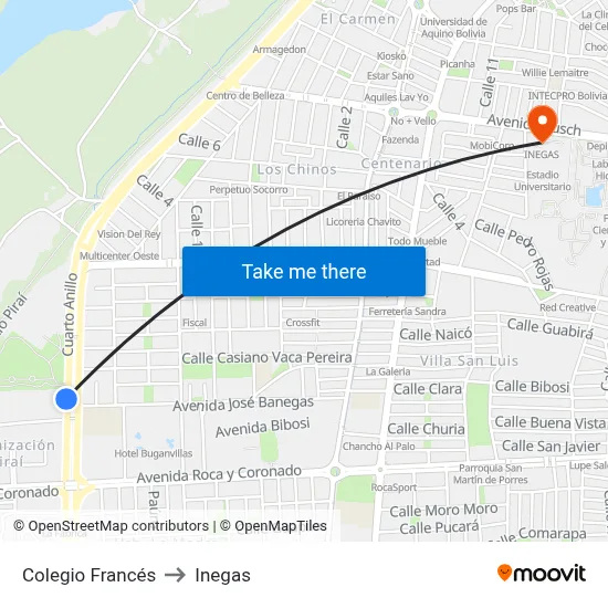 Colegio Francés to Inegas map