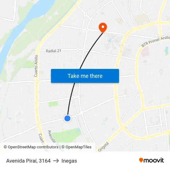 Avenida Piraí, 3164 to Inegas map