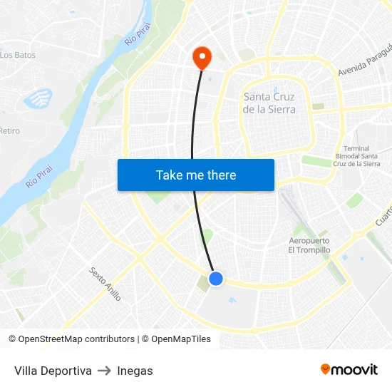 Villa Deportiva to Inegas map