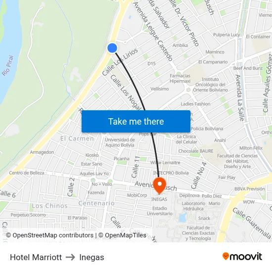 Hotel Marriott to Inegas map