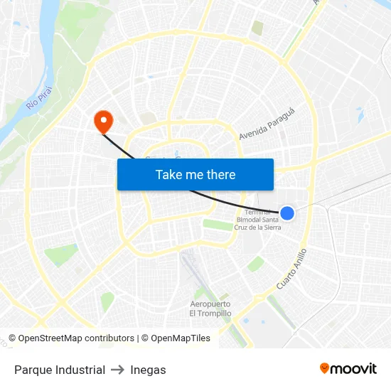 Parque Industrial to Inegas map