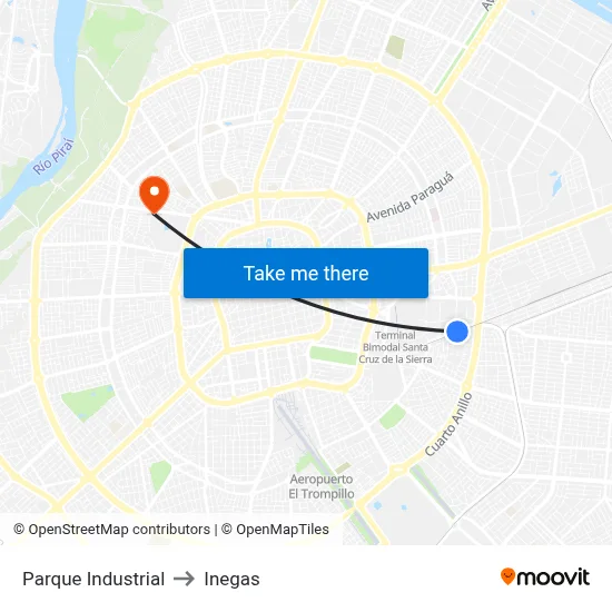 Parque Industrial to Inegas map