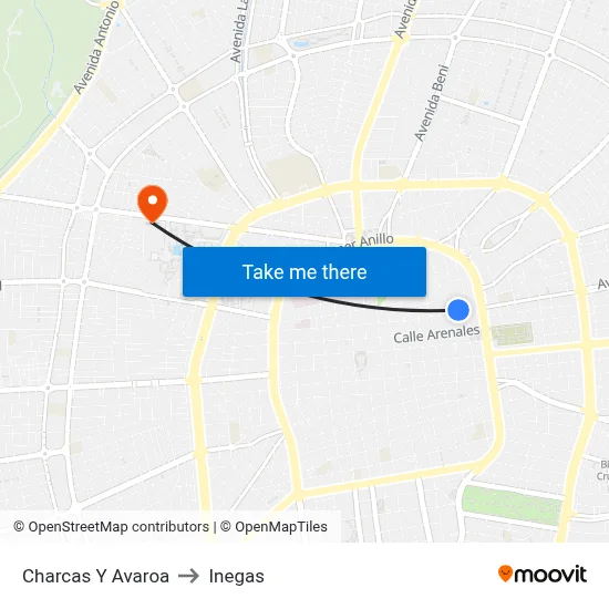 Charcas Y Avaroa to Inegas map