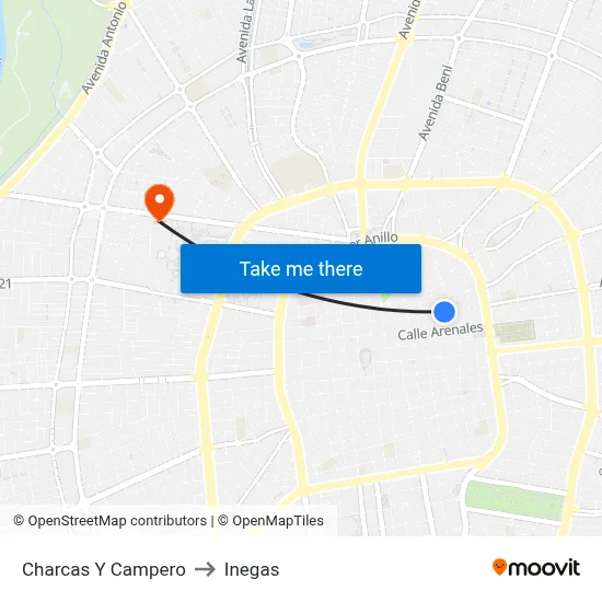 Charcas Y Campero to Inegas map