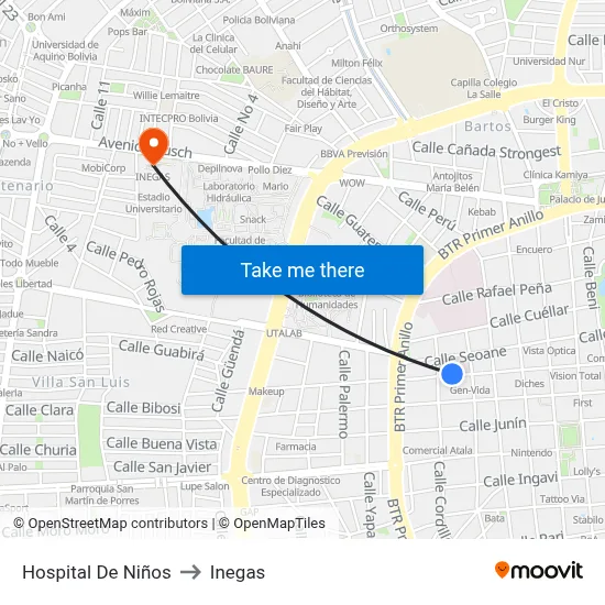 Hospital De Niños to Inegas map