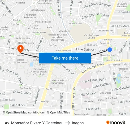 Av. Monseñor Rivero Y Castelnau to Inegas map