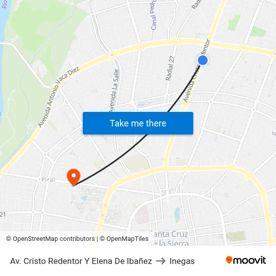 Av. Cristo Redentor Y Elena De Ibañez to Inegas map